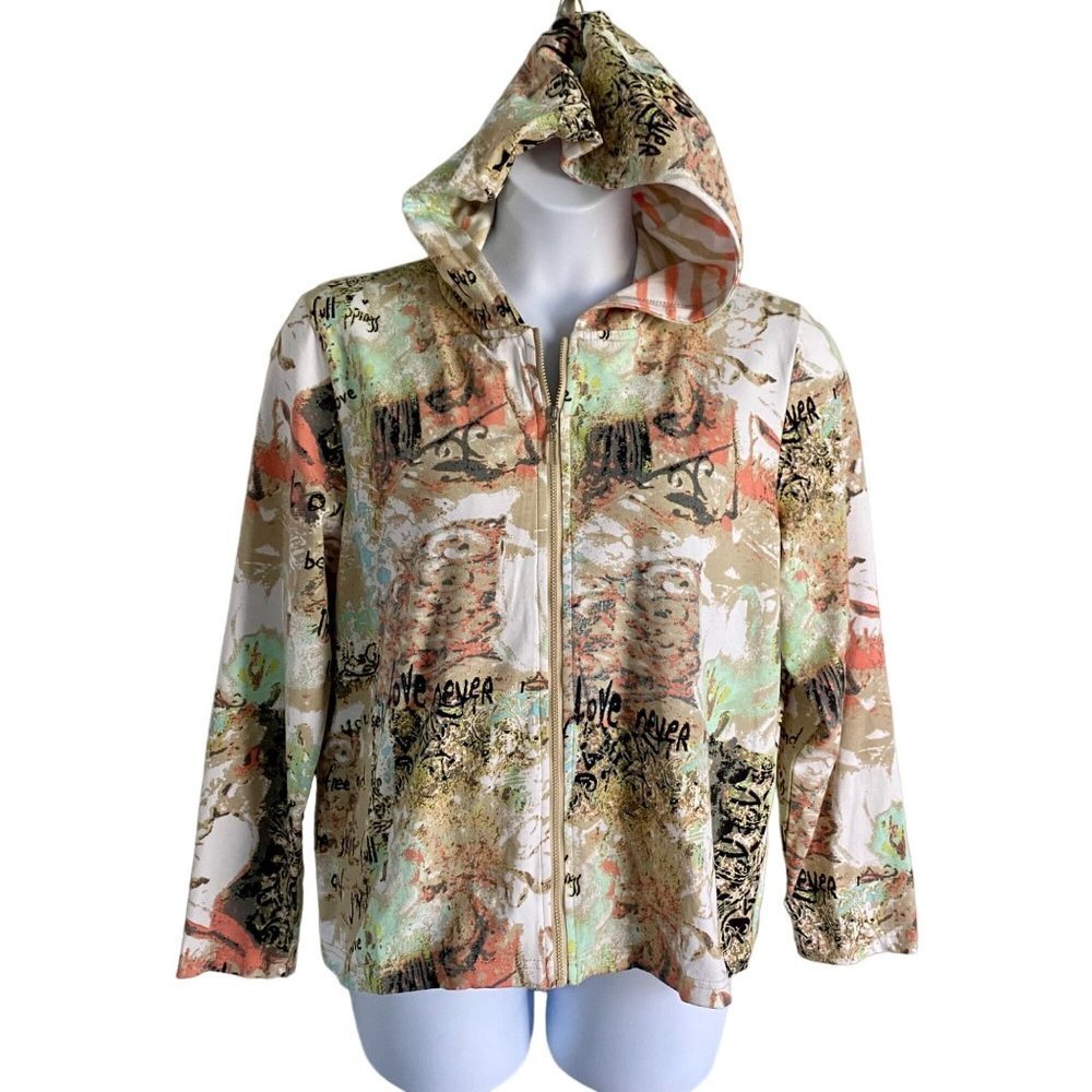 Onque Casuals Love Yourself Full Zip Lightweight Hoodie Women's XL - Picture 2 of 10